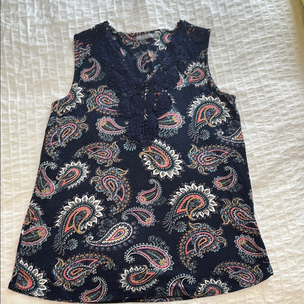 Loveappella Blue and Pink Blouse with Paisley Design